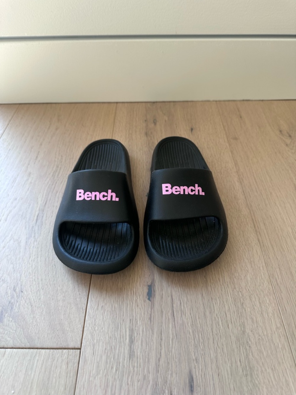 Bench Black Slide Sandals with Pink Logo for Kids